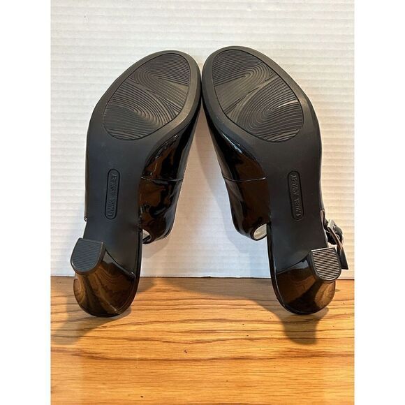 Laura Ashley Heels Womens 7M Faith Casual Slingback Pumps Black Faux Leather - Picture 8 of 11